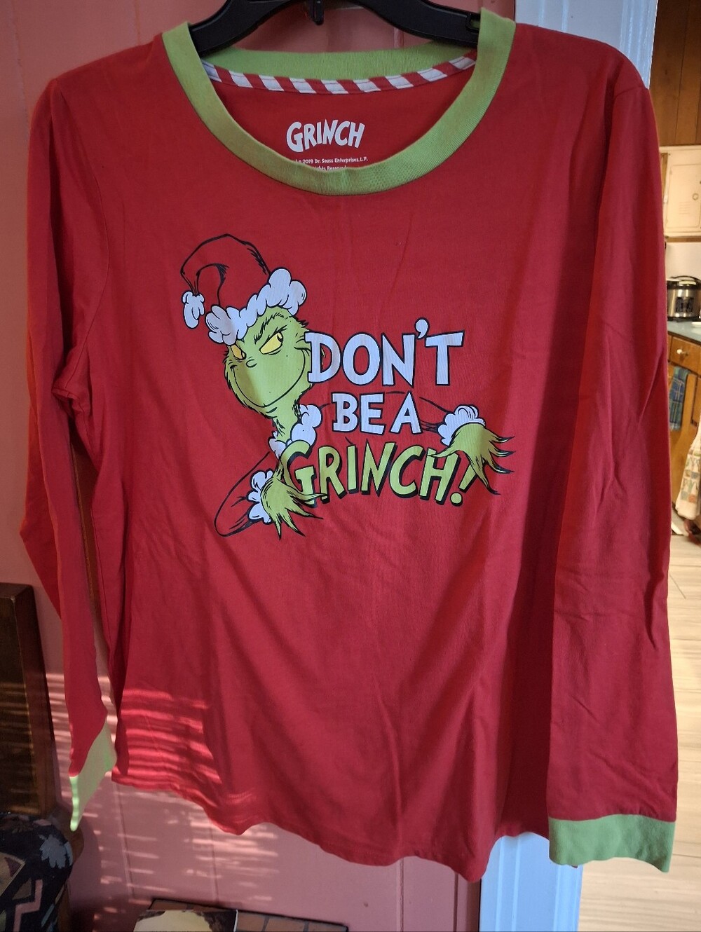 GRINCH CHRISTMAS TOP WOMENS L (12-14) "DON'T BE A GRINCH" Dr SEUSS LONG SLEEVE - Picture 6 of 6
